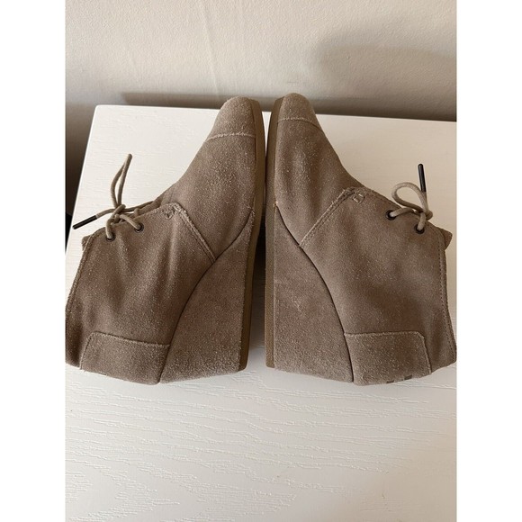 Toms Womens Desert Wedge Bootie Taupe Size 8 Lace Up Casual Heel Neutral Boho - Picture 5 of 8